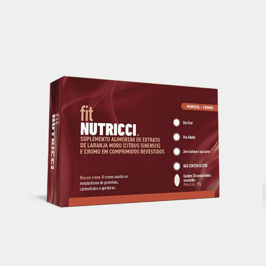 Caixa antiga do Fit Nutricci Morosil com Cromo, Laranja moro com cromo