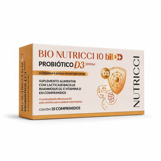 Probiótico Bio Nutricci + D com Vitamina D3 2.000 UI | 10 comprimidos