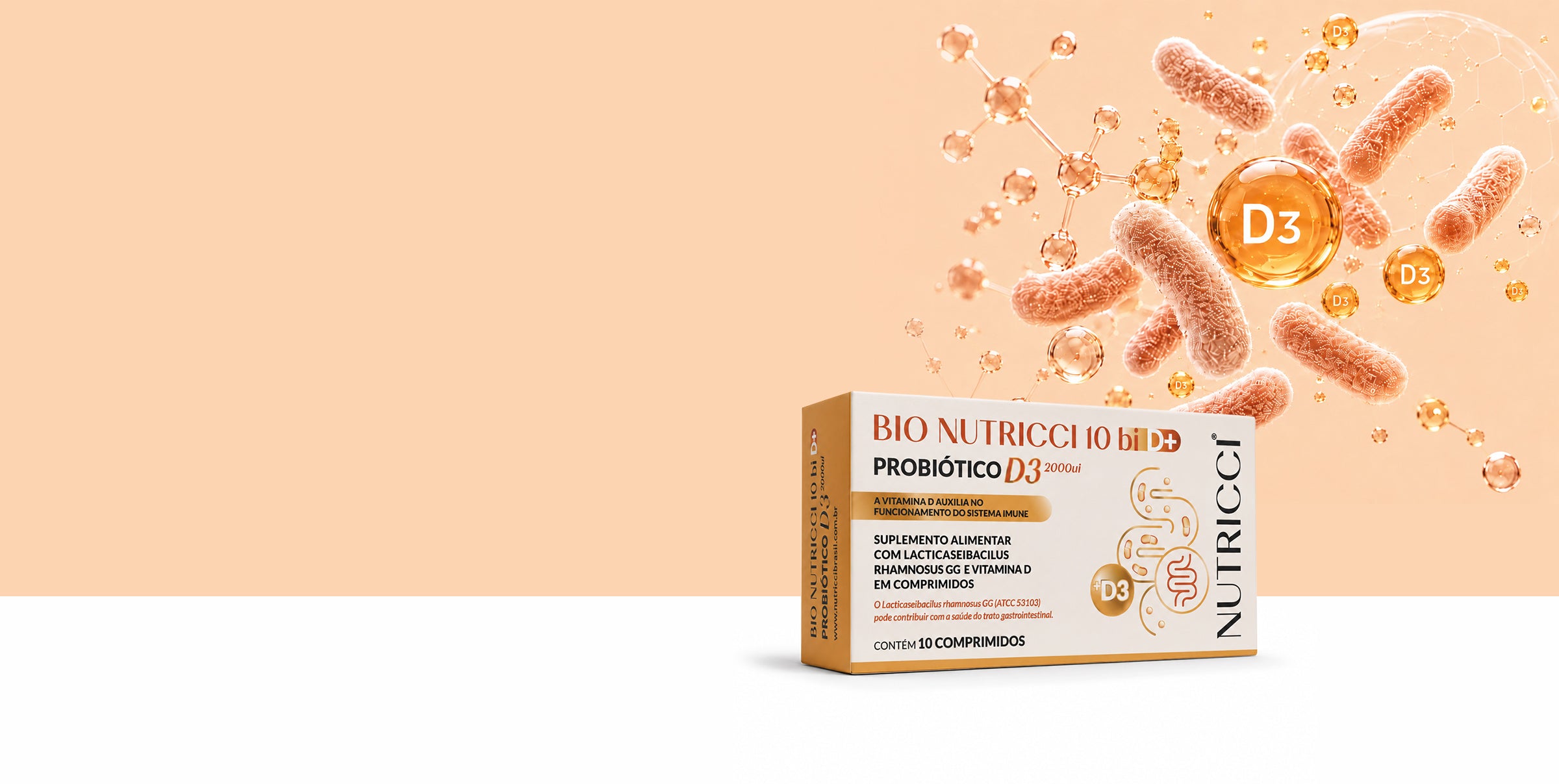 Probiotico bio nutricci com vitamina d3 2000 ui 10 comprimidos