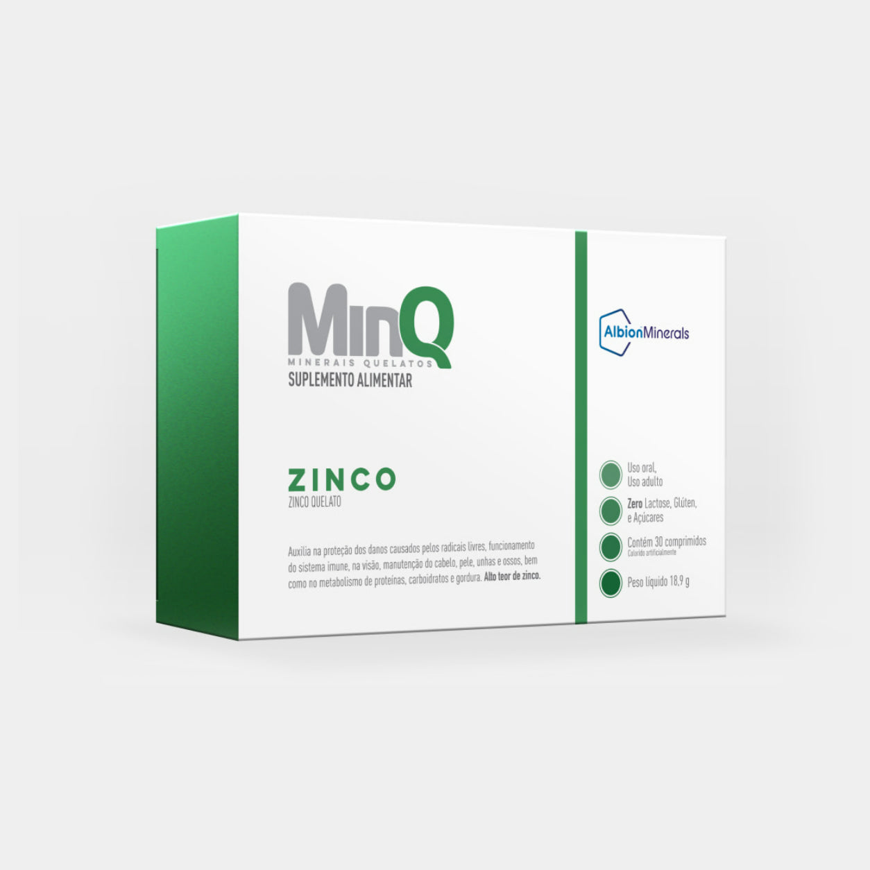 suplemento minq zinco bisglicinato albion original nutricci embalagem antiga