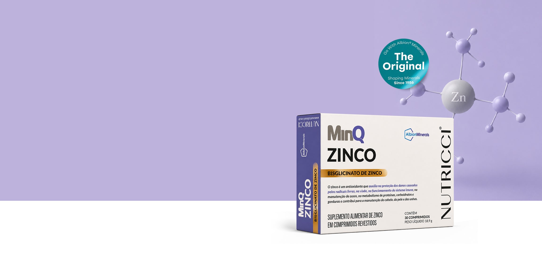 suplemento minq zinco bisglicinato nutricci com selo albion original 